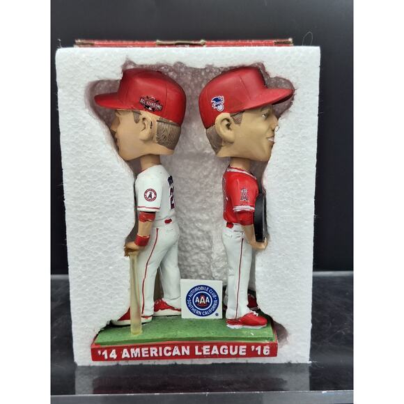 Mike Trout Angels MVP 2014 & 2016, All Star 2014 & 2015 Double Bobblehead (516) - Picture 10 of 14